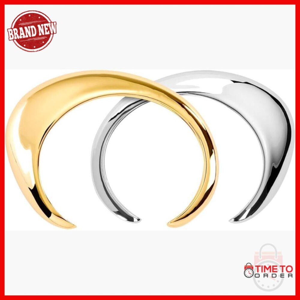 Statement Cuff Bracelet Set, Mixed Metal, Size 6.5 Inches, Open Bangle